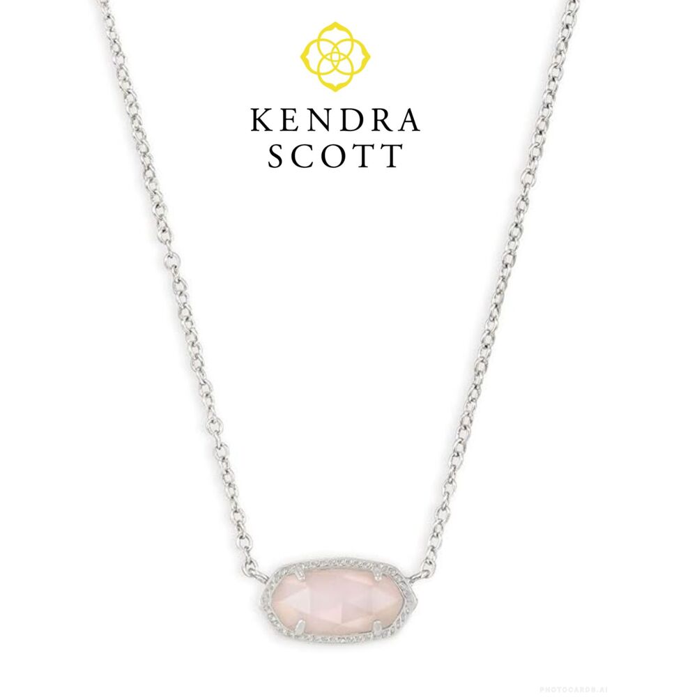 NWOT Kendra Scott Elisa Rhodium Rose Quartz Necklace